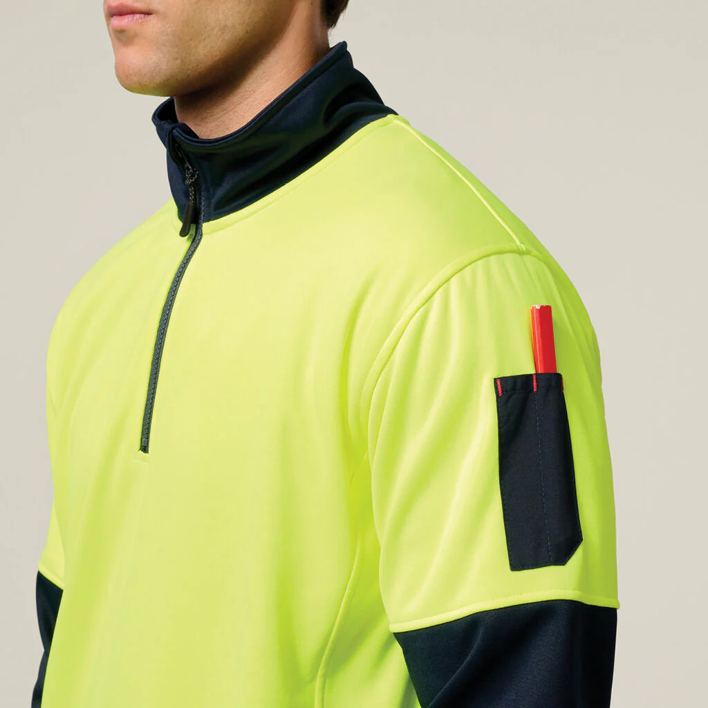 Hard Yakka Hi-Vis 2 Tone 1/4 Zip Brushed Fleece Jumper (Y19330) - Image 5