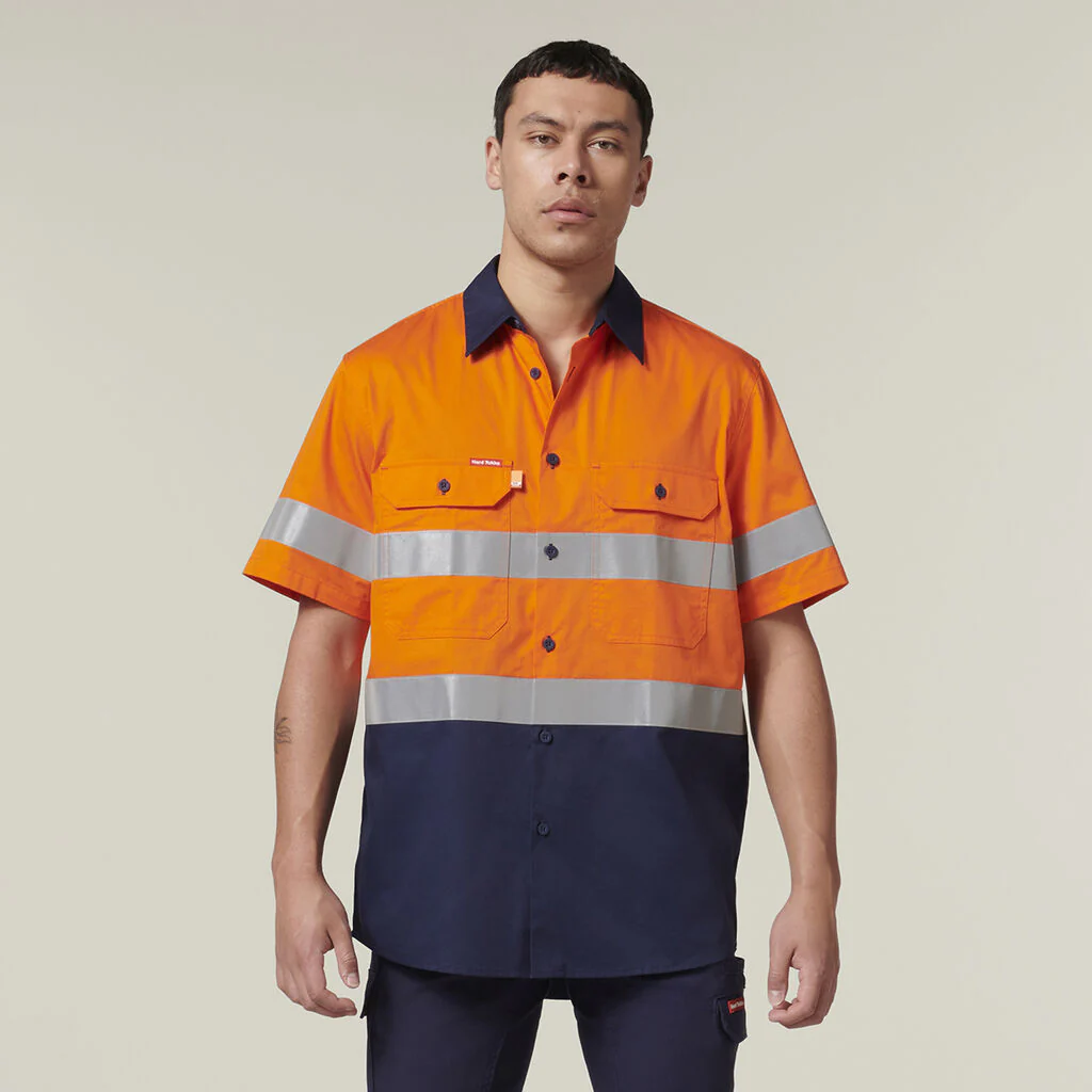 Hard Yakka Short Sleeve Hi Vis 2 Tone Taped Vented Shirt (Y07754)