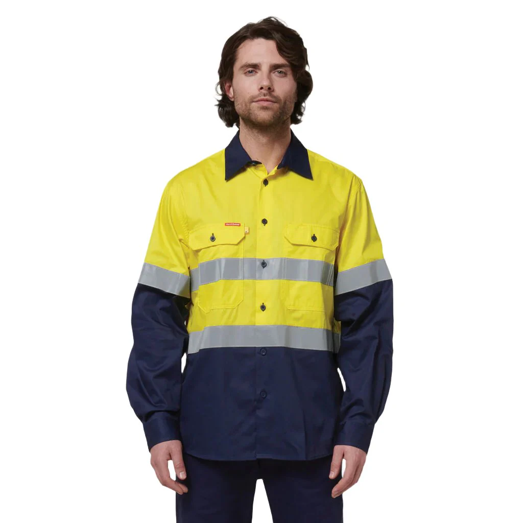 Hard Yakka Core Hi-Vis Long Sleeve 2 Tone Taped Vented Cotton Shirt (Y07940) - Image 19