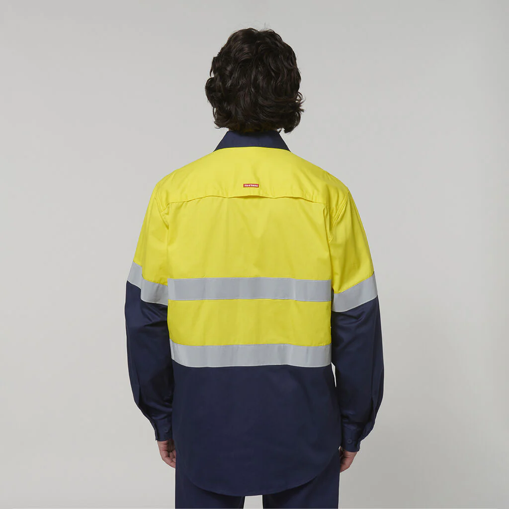Hard Yakka Core Hi-Vis Long Sleeve 2 Tone Taped Vented Cotton Shirt (Y07940) - Image 24