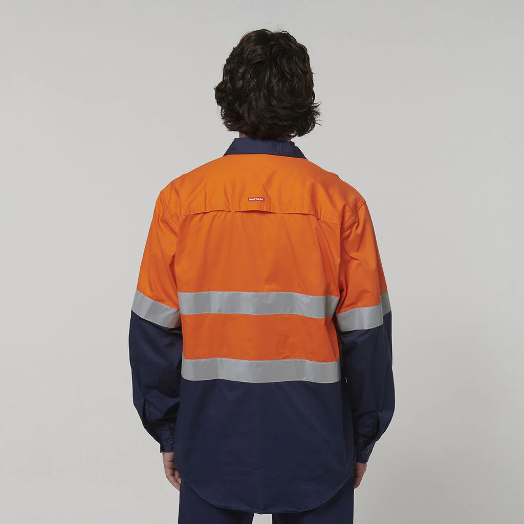 Hard Yakka Core Hi-Vis Long Sleeve 2 Tone Taped Vented Cotton Shirt (Y07940) - Image 6