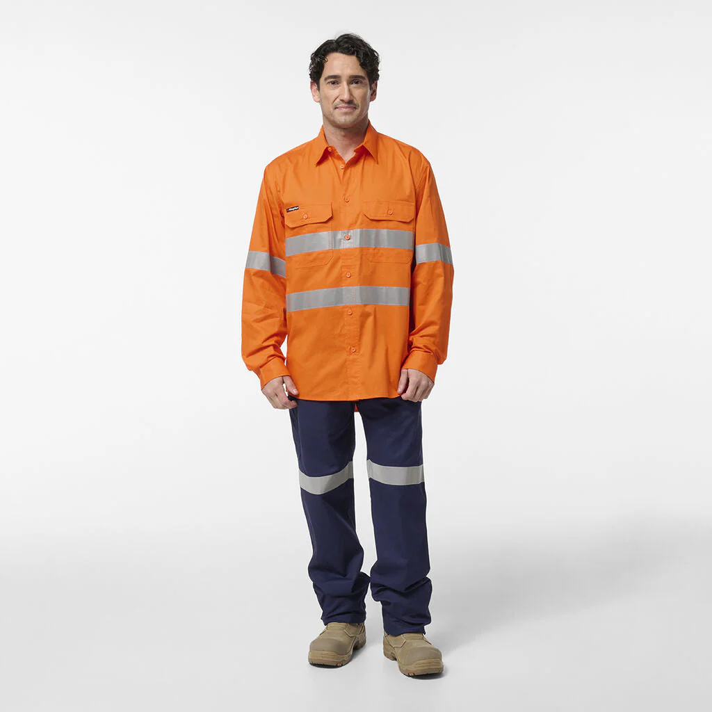 King Gee Originals Hi Vis Vented Taped Long Sleeve Shirt (K54932) - Image 6