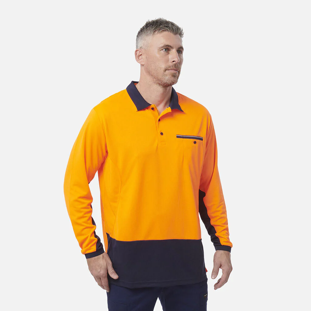 King Gee Workcool Hyperfreeze Hi-Vis Lightweight Long Sleeve Polo (K54840) - Image 4